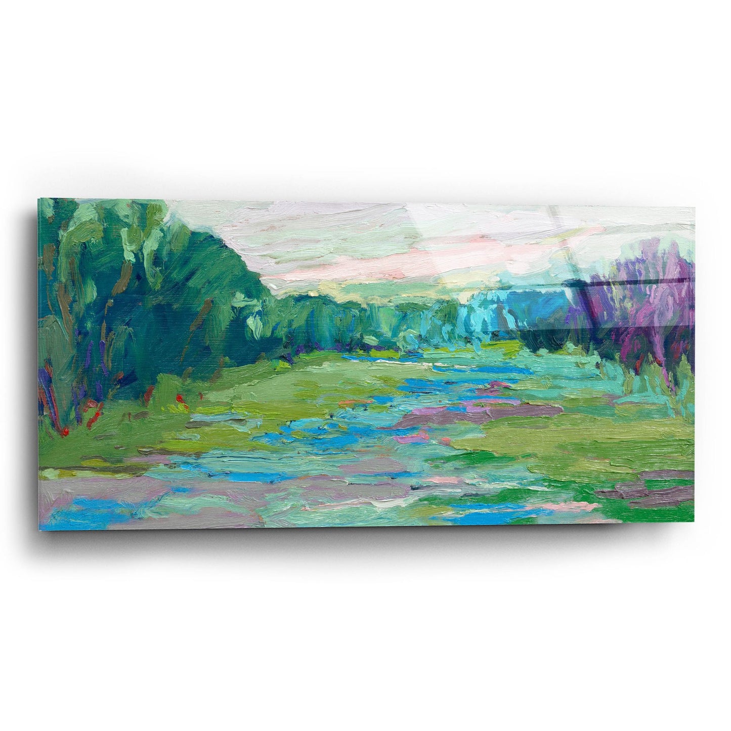 Epic Art ' Spring Fed Creek' by Jane Schmidt, Acrylic Glass Wall Art,24x12