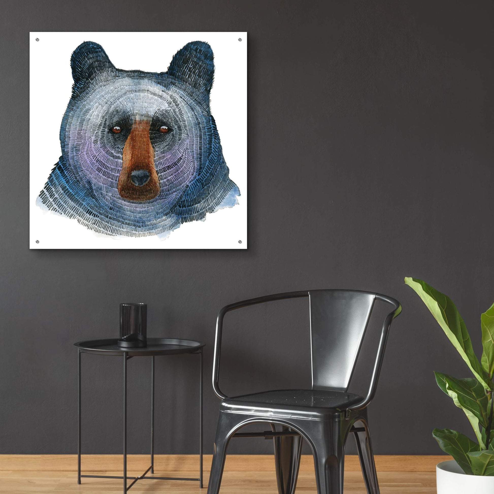 Epic Art ' Black Bear' by Jeannine Saylor, Acrylic Glass Wall Art,36x36