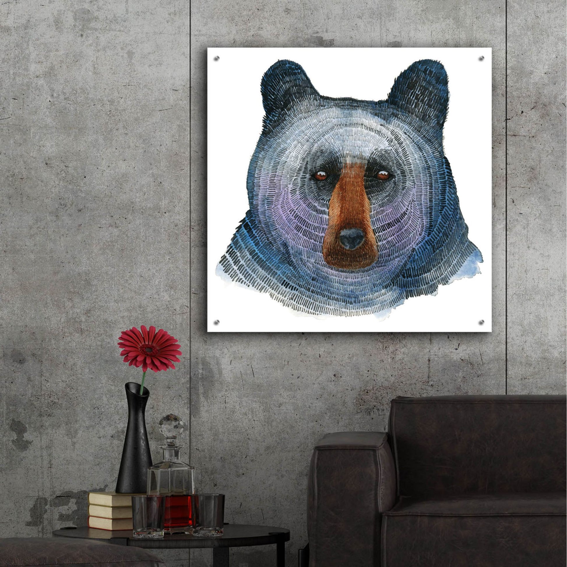 Epic Art ' Black Bear' by Jeannine Saylor, Acrylic Glass Wall Art,36x36