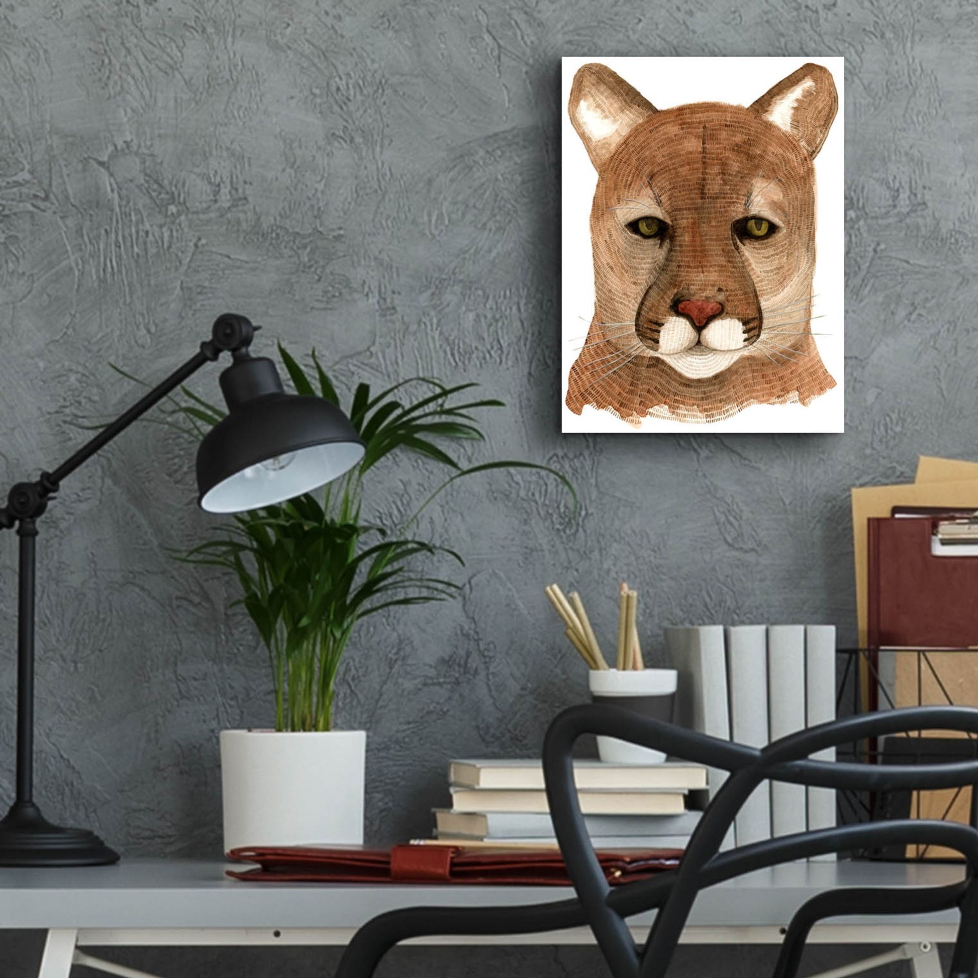 Epic Art ' Cougar' by Jeannine Saylor, Acrylic Glass Wall Art,12x16