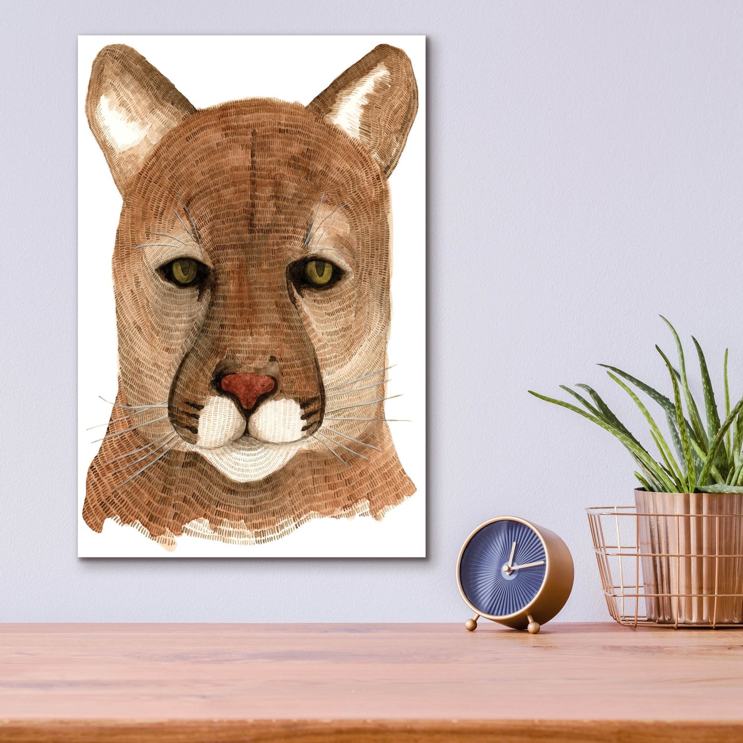 Epic Art ' Cougar' by Jeannine Saylor, Acrylic Glass Wall Art,12x16