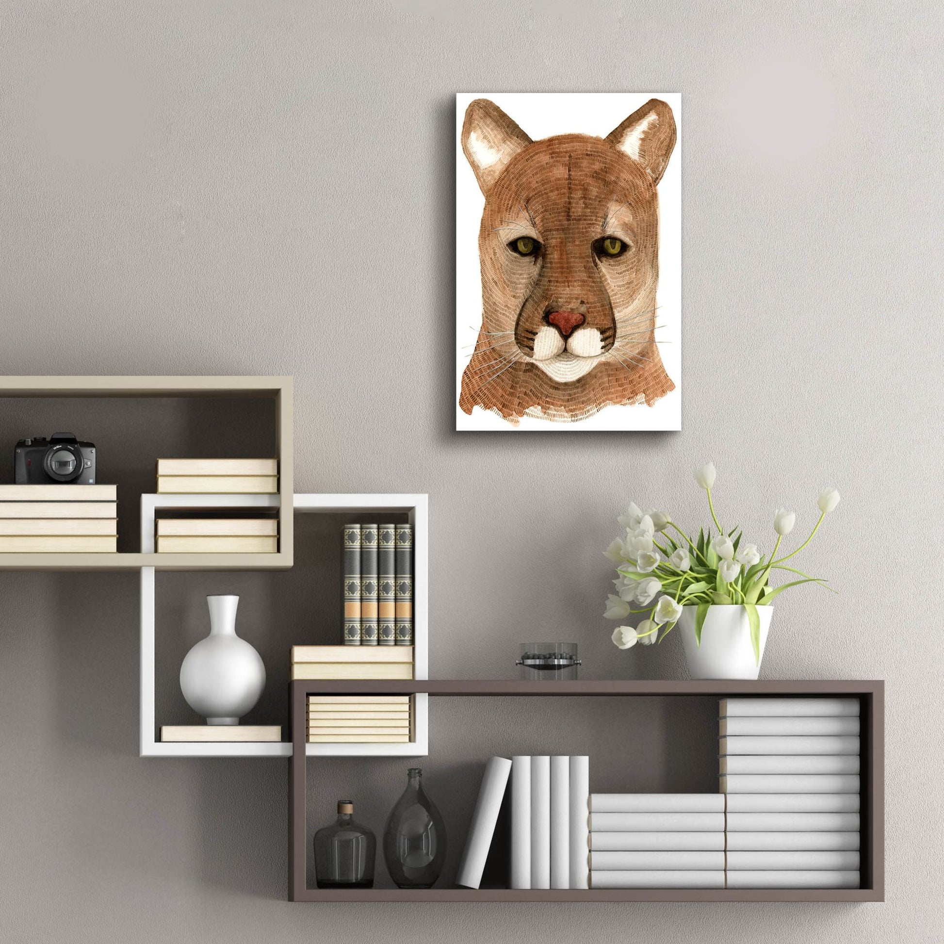 Epic Art ' Cougar' by Jeannine Saylor, Acrylic Glass Wall Art,16x24