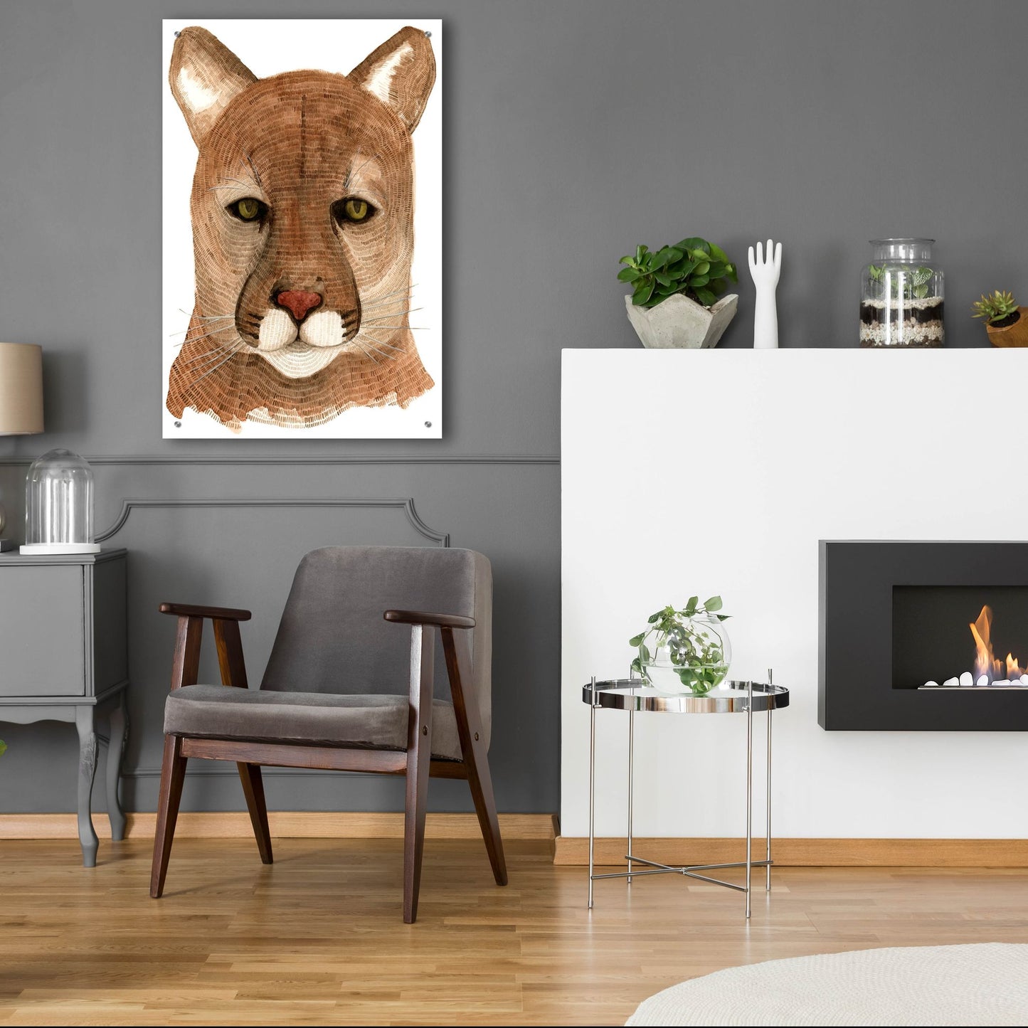 Epic Art ' Cougar' by Jeannine Saylor, Acrylic Glass Wall Art,24x36