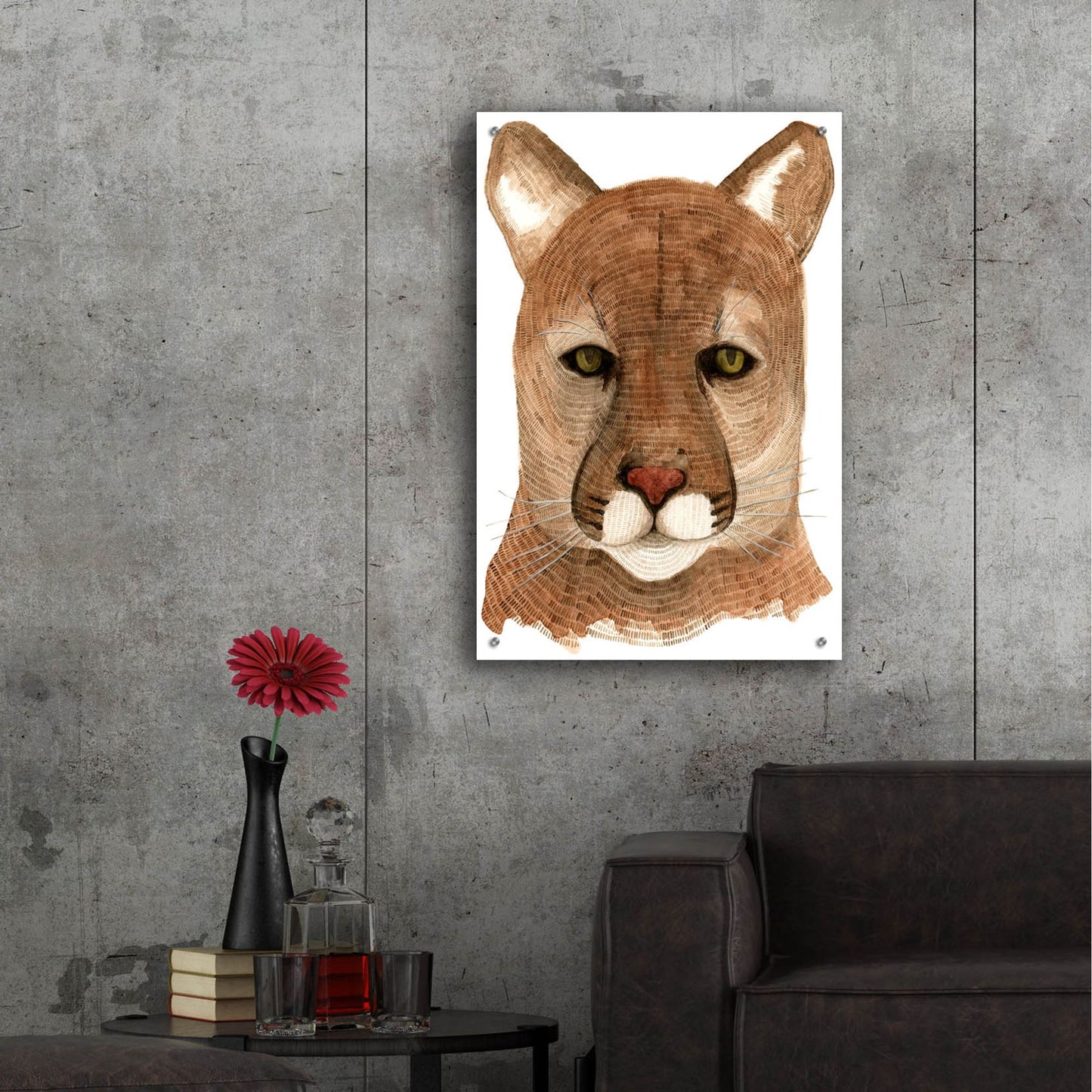 Epic Art ' Cougar' by Jeannine Saylor, Acrylic Glass Wall Art,24x36