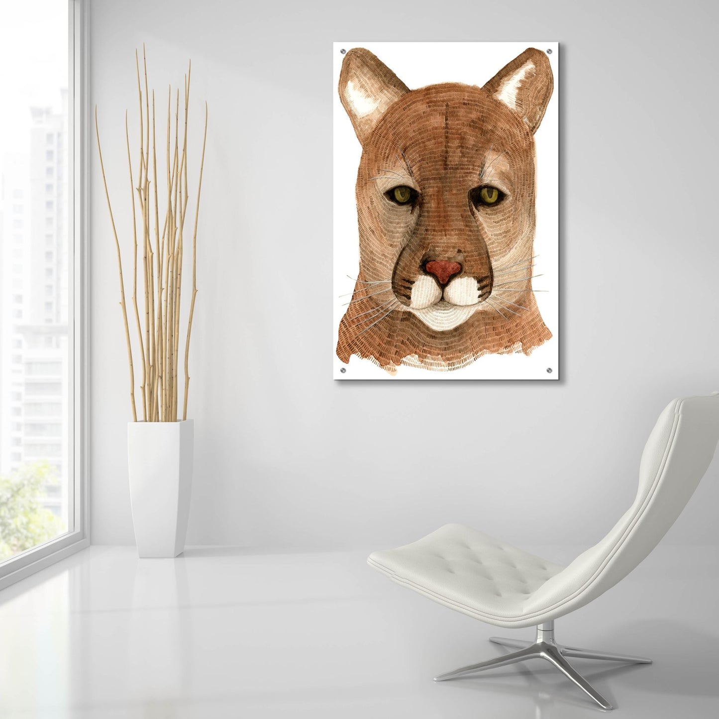 Epic Art ' Cougar' by Jeannine Saylor, Acrylic Glass Wall Art,24x36