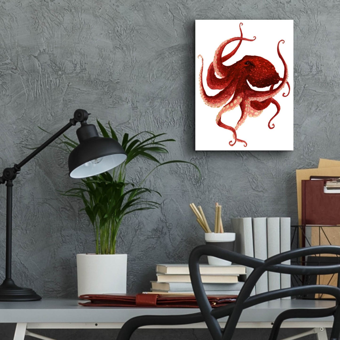 Epic Art ' Giant Pacific Octopus, Red' by Jeannine Saylor, Acrylic Glass Wall Art,12x16