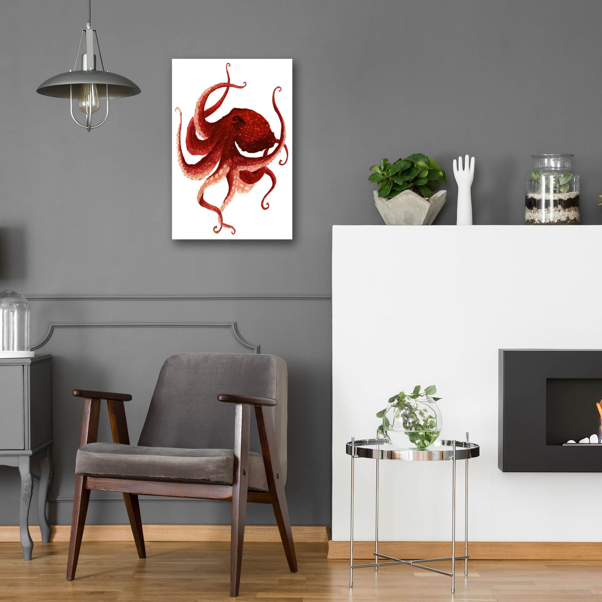 Epic Art ' Giant Pacific Octopus, Red' by Jeannine Saylor, Acrylic Glass Wall Art,16x24