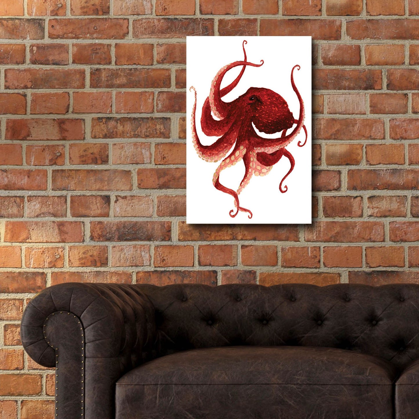 Epic Art ' Giant Pacific Octopus, Red' by Jeannine Saylor, Acrylic Glass Wall Art,16x24