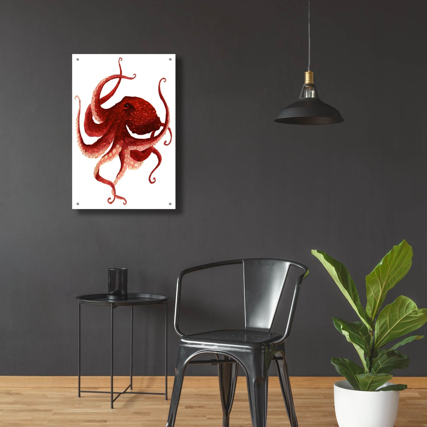 Epic Art ' Giant Pacific Octopus, Red' by Jeannine Saylor, Acrylic Glass Wall Art,24x36