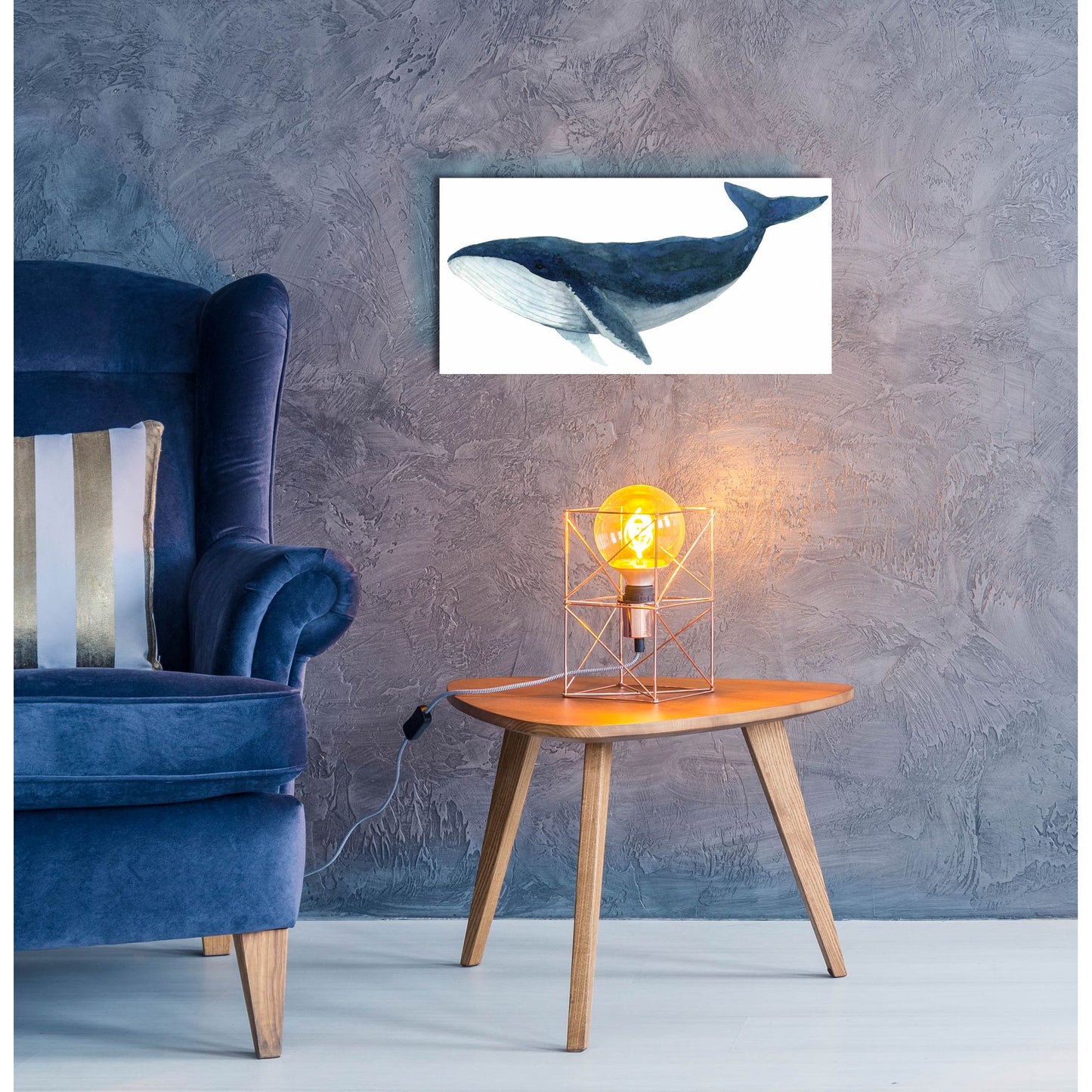 Epic Art ' Humpback Whale, Blue' by Jeannine Saylor, Acrylic Glass Wall Art,24x12
