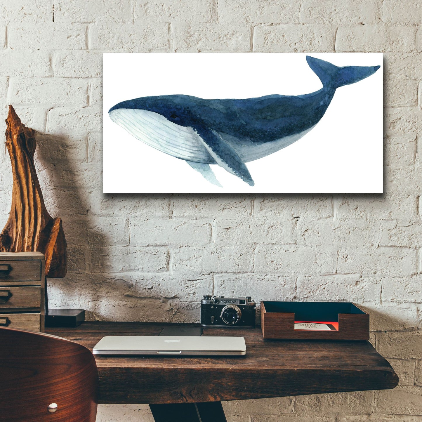 Epic Art ' Humpback Whale, Blue' by Jeannine Saylor, Acrylic Glass Wall Art,24x12