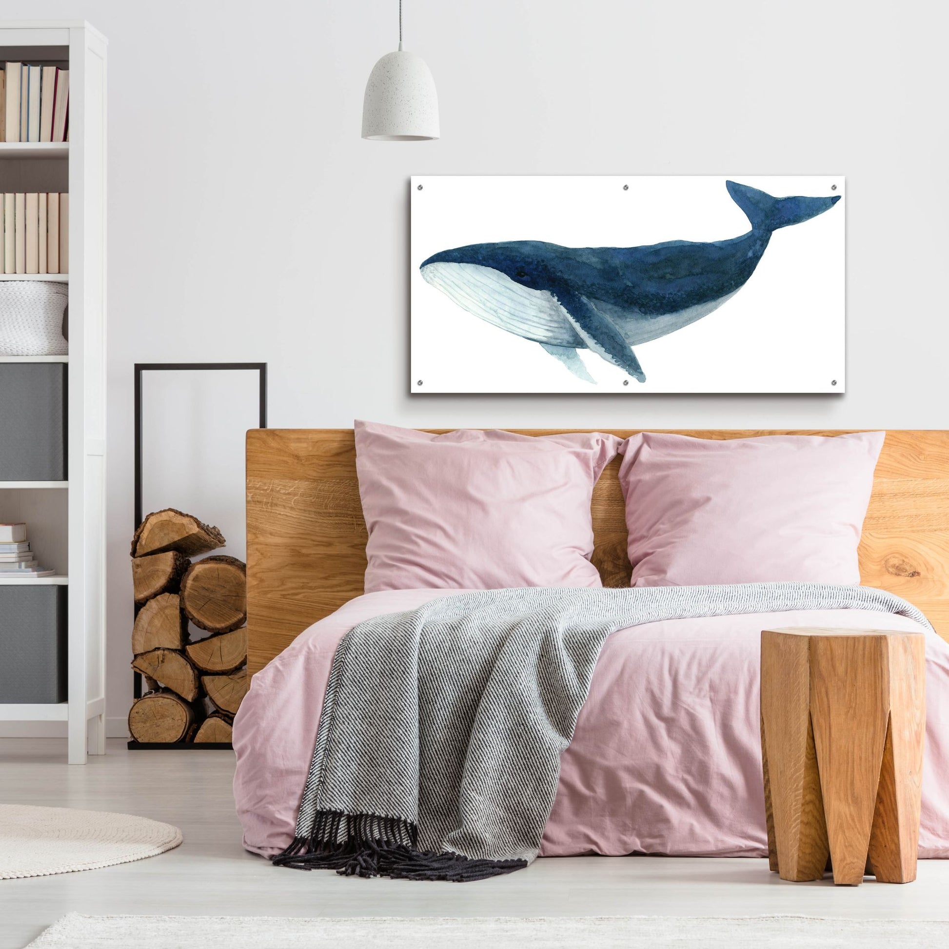 Epic Art ' Humpback Whale, Blue' by Jeannine Saylor, Acrylic Glass Wall Art,48x24