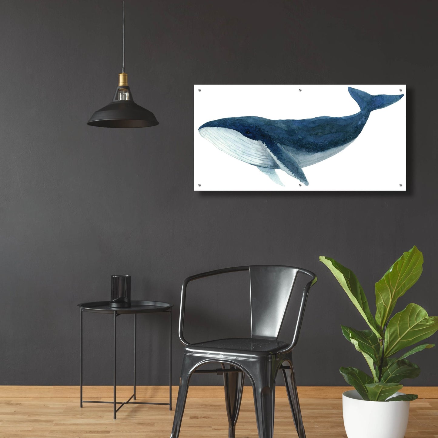 Epic Art ' Humpback Whale, Blue' by Jeannine Saylor, Acrylic Glass Wall Art,48x24