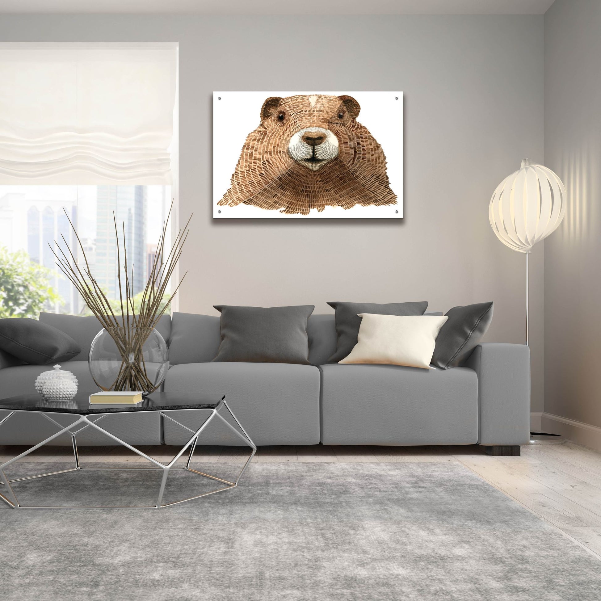 Epic Art ' Marmot' by Jeannine Saylor, Acrylic Glass Wall Art,36x24