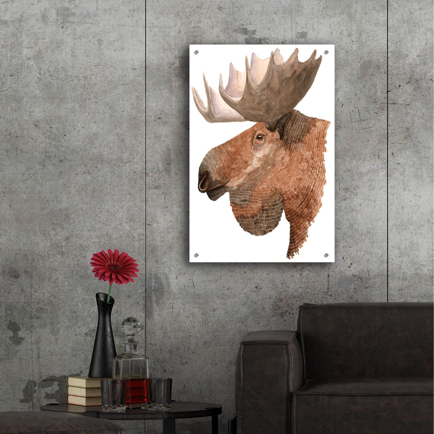 Epic Art ' Moose' by Jeannine Saylor, Acrylic Glass Wall Art,24x36