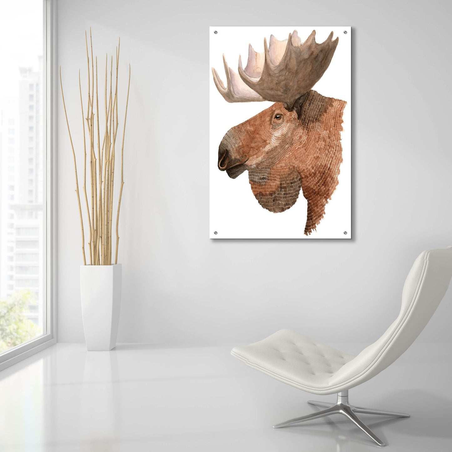 Epic Art ' Moose' by Jeannine Saylor, Acrylic Glass Wall Art,24x36