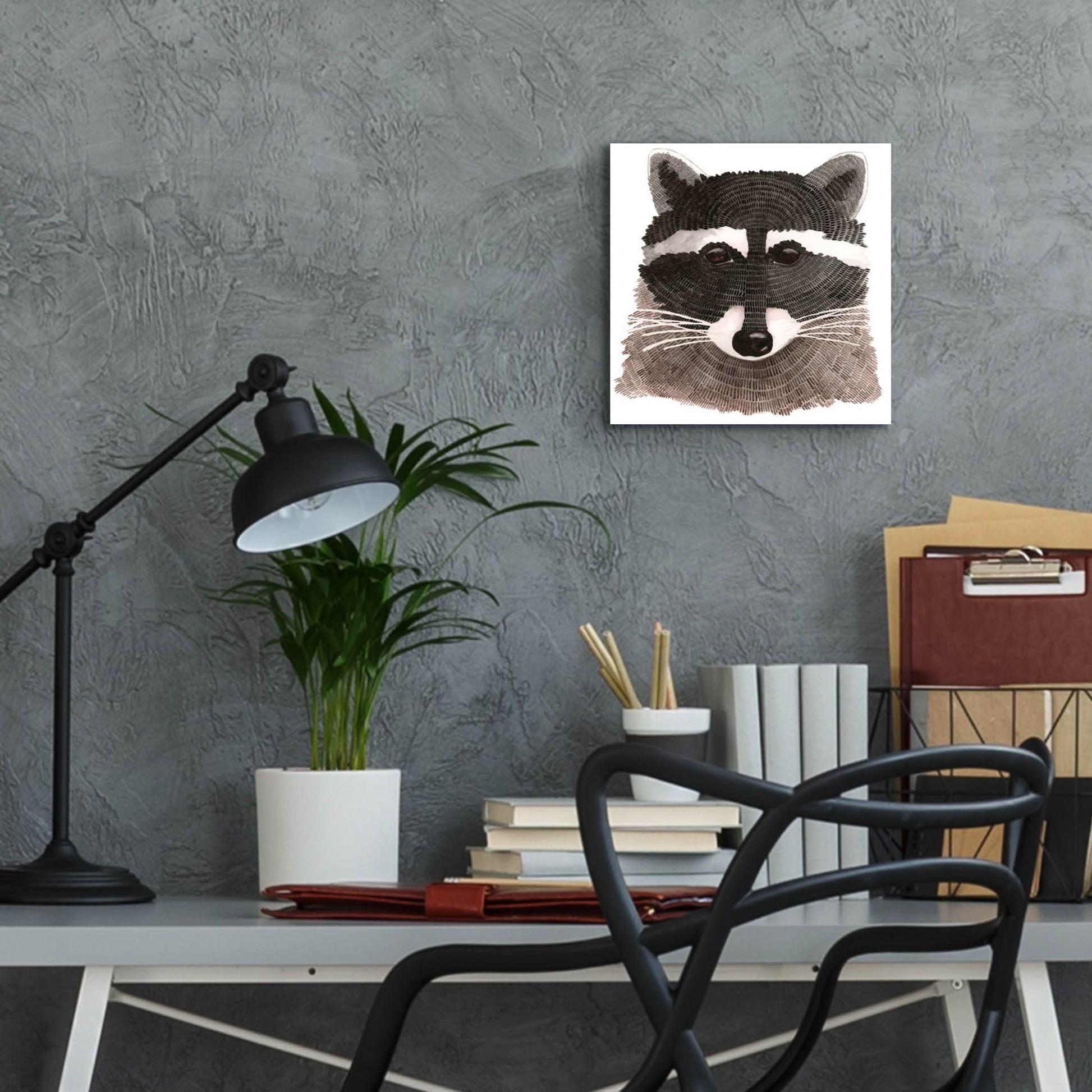 Epic Art ' Raccoon' by Jeannine Saylor, Acrylic Glass Wall Art,12x12