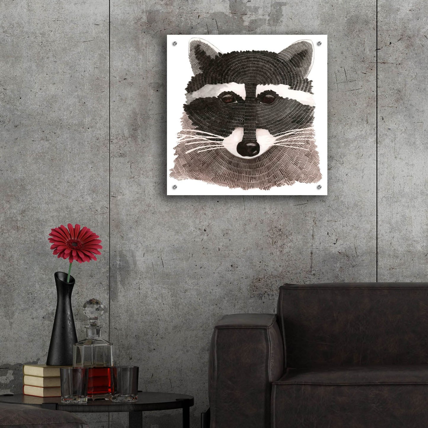 Epic Art ' Raccoon' by Jeannine Saylor, Acrylic Glass Wall Art,24x24