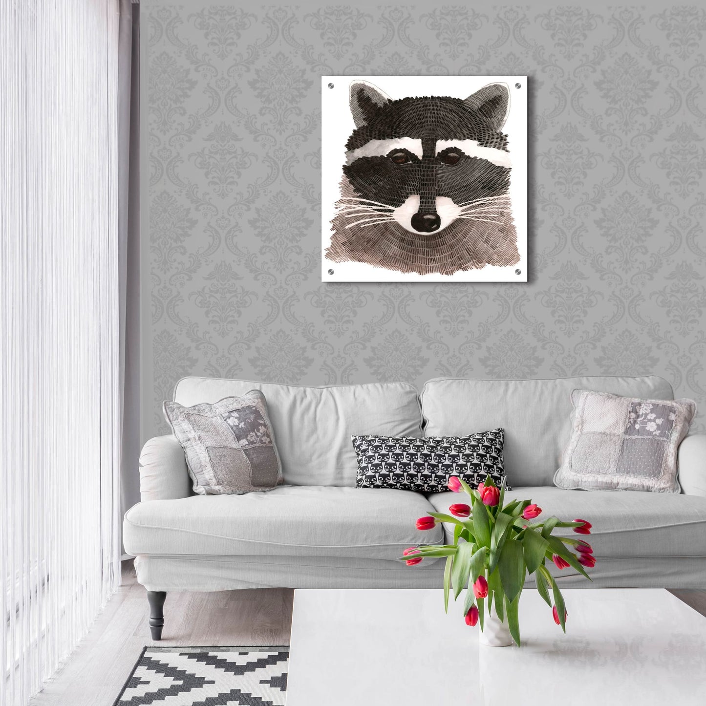 Epic Art ' Raccoon' by Jeannine Saylor, Acrylic Glass Wall Art,24x24