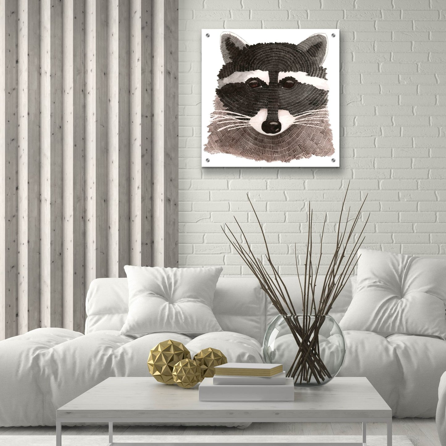 Epic Art ' Raccoon' by Jeannine Saylor, Acrylic Glass Wall Art,24x24