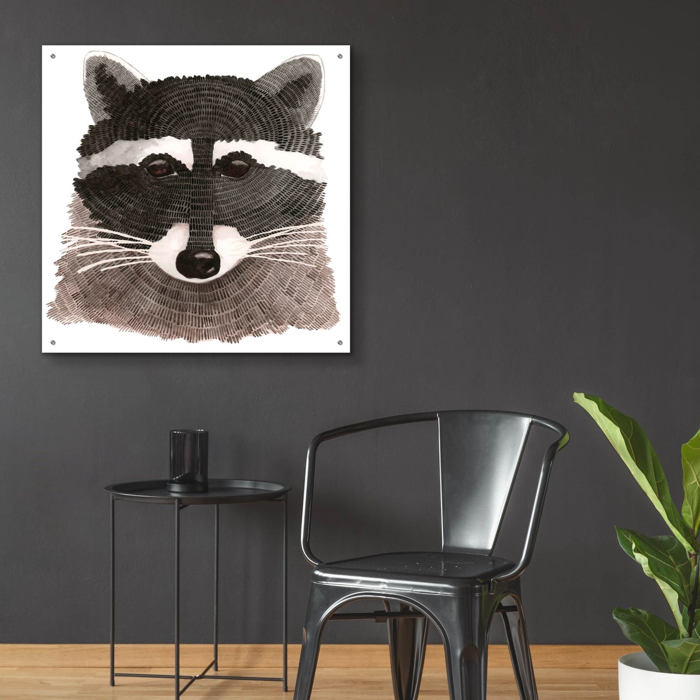 Epic Art ' Raccoon' by Jeannine Saylor, Acrylic Glass Wall Art,36x36