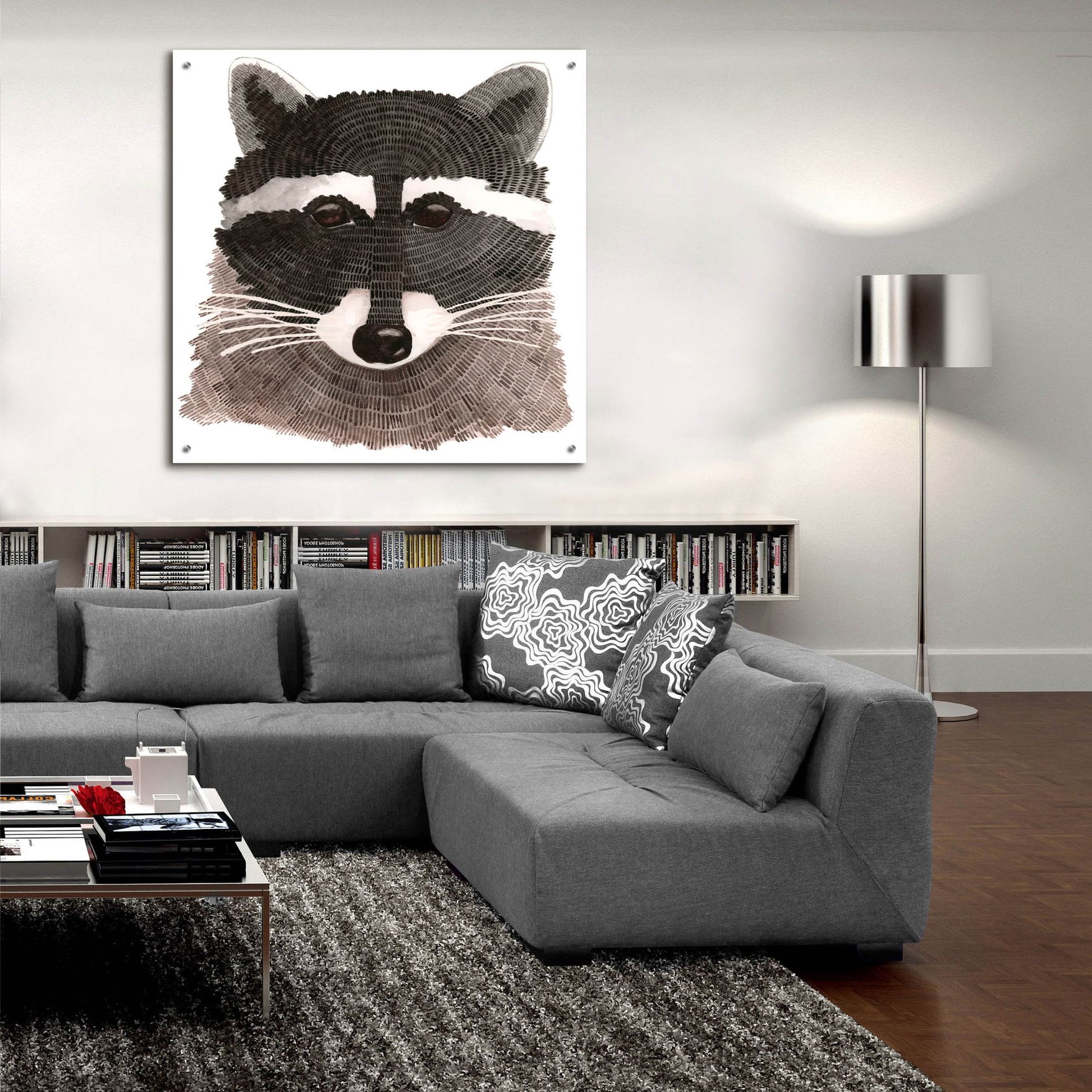 Epic Art ' Raccoon' by Jeannine Saylor, Acrylic Glass Wall Art,36x36