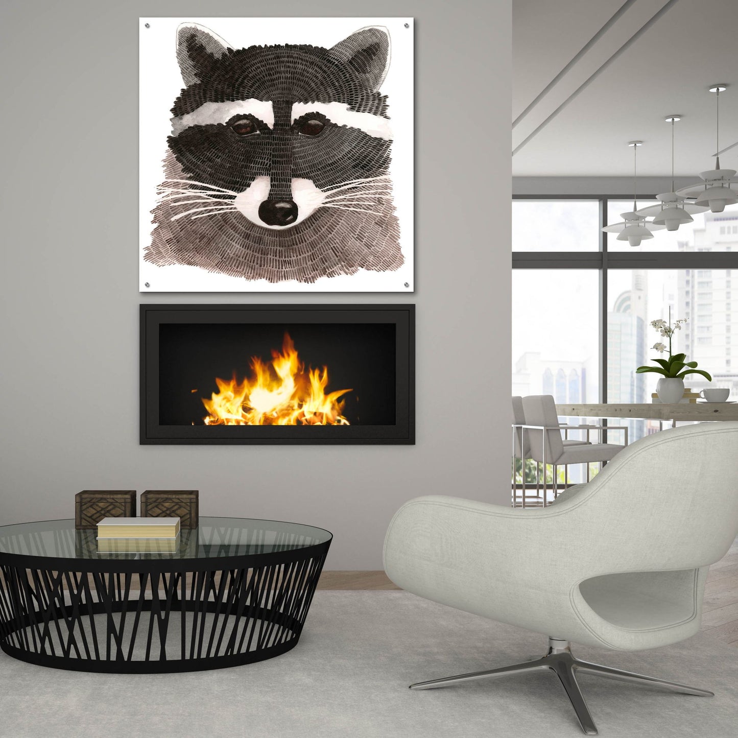 Epic Art ' Raccoon' by Jeannine Saylor, Acrylic Glass Wall Art,36x36