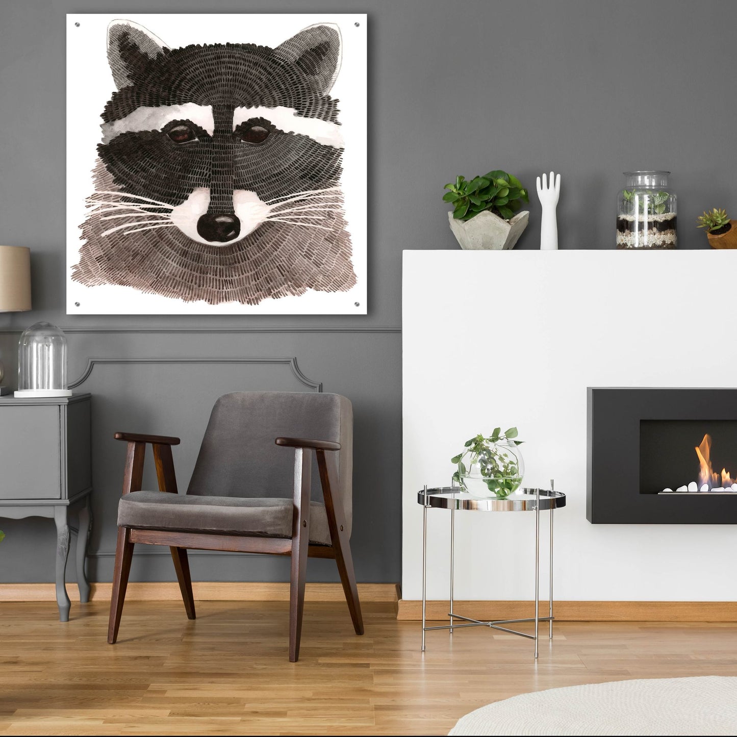 Epic Art ' Raccoon' by Jeannine Saylor, Acrylic Glass Wall Art,36x36