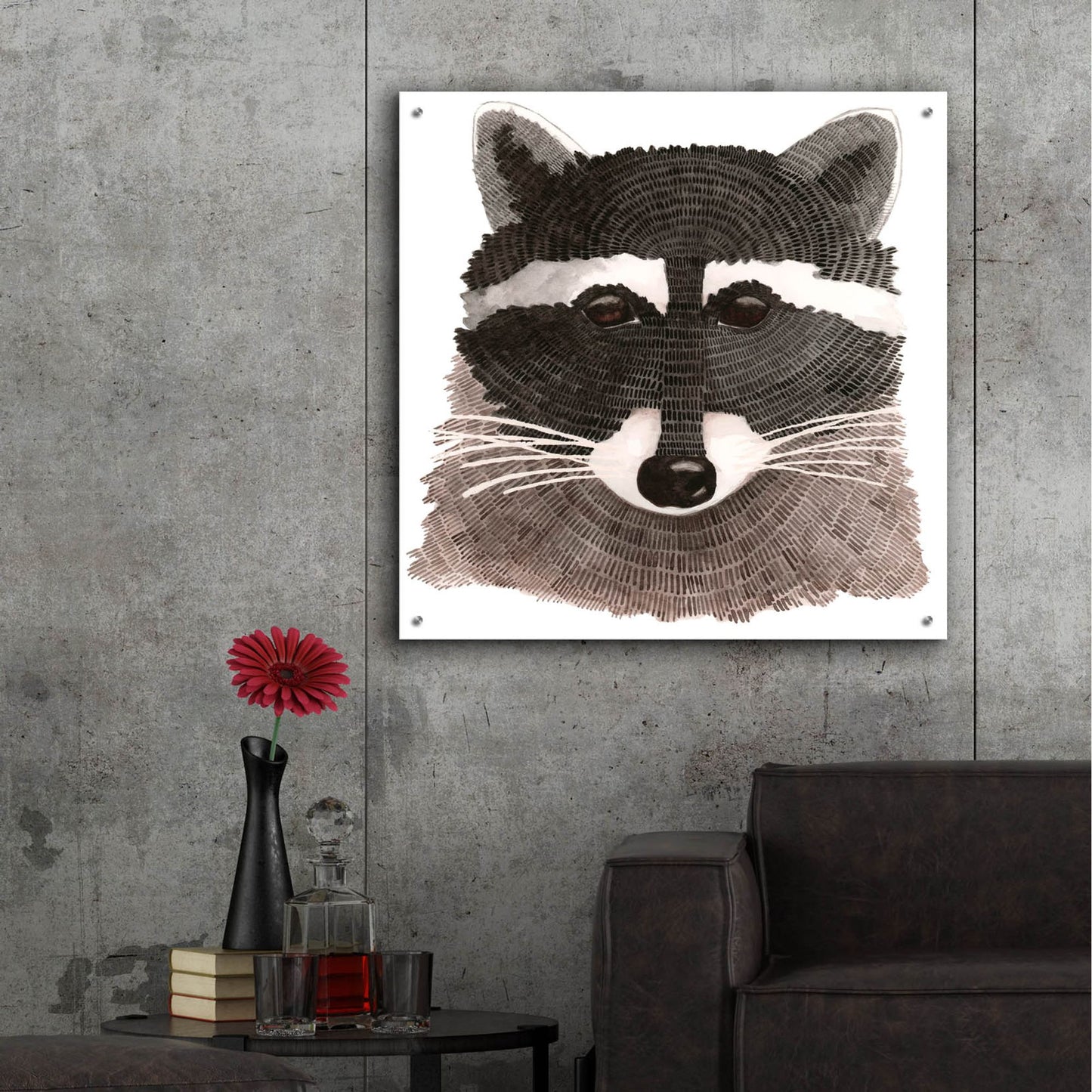 Epic Art ' Raccoon' by Jeannine Saylor, Acrylic Glass Wall Art,36x36