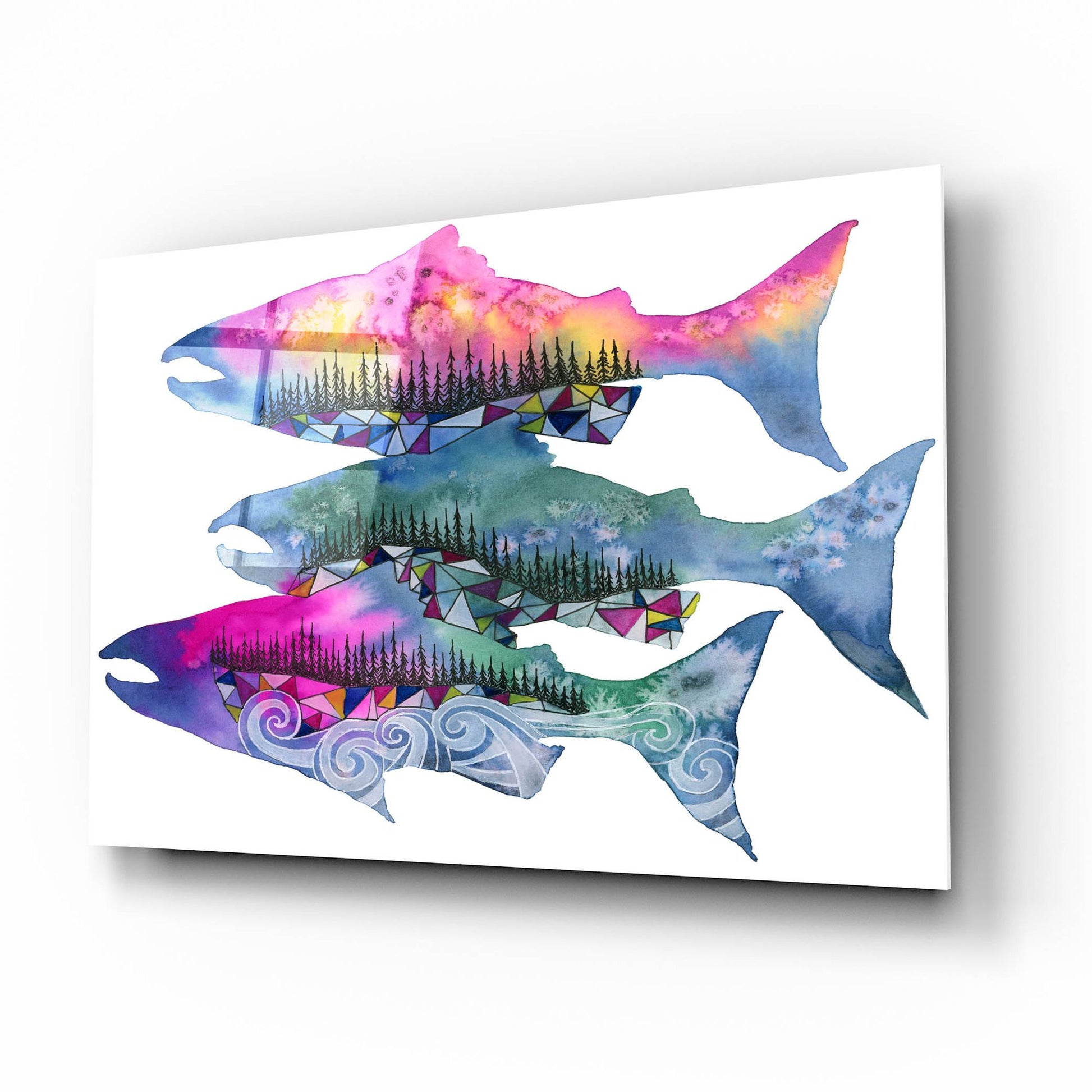 Epic Art ' Salmon Season' by Jeannine Saylor, Acrylic Glass Wall Art,16x12