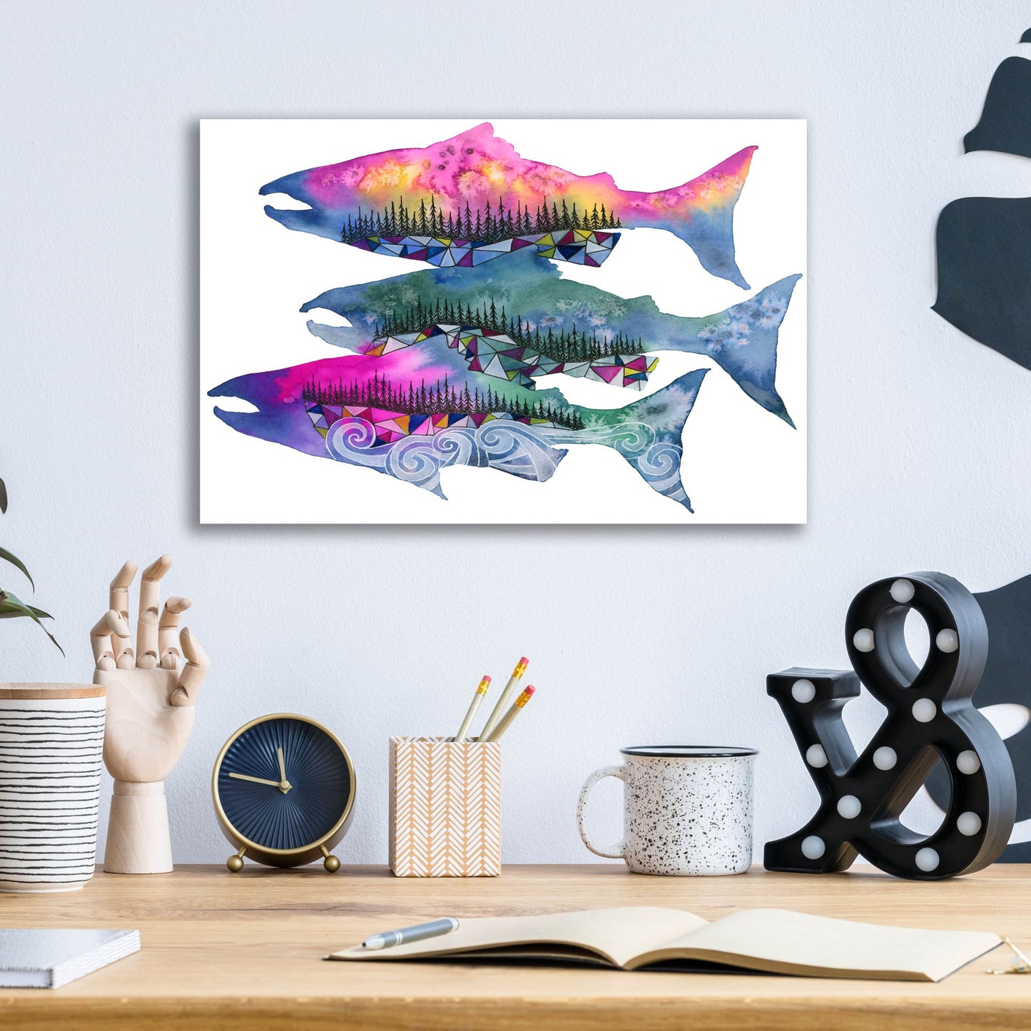 Epic Art ' Salmon Season' by Jeannine Saylor, Acrylic Glass Wall Art,16x12