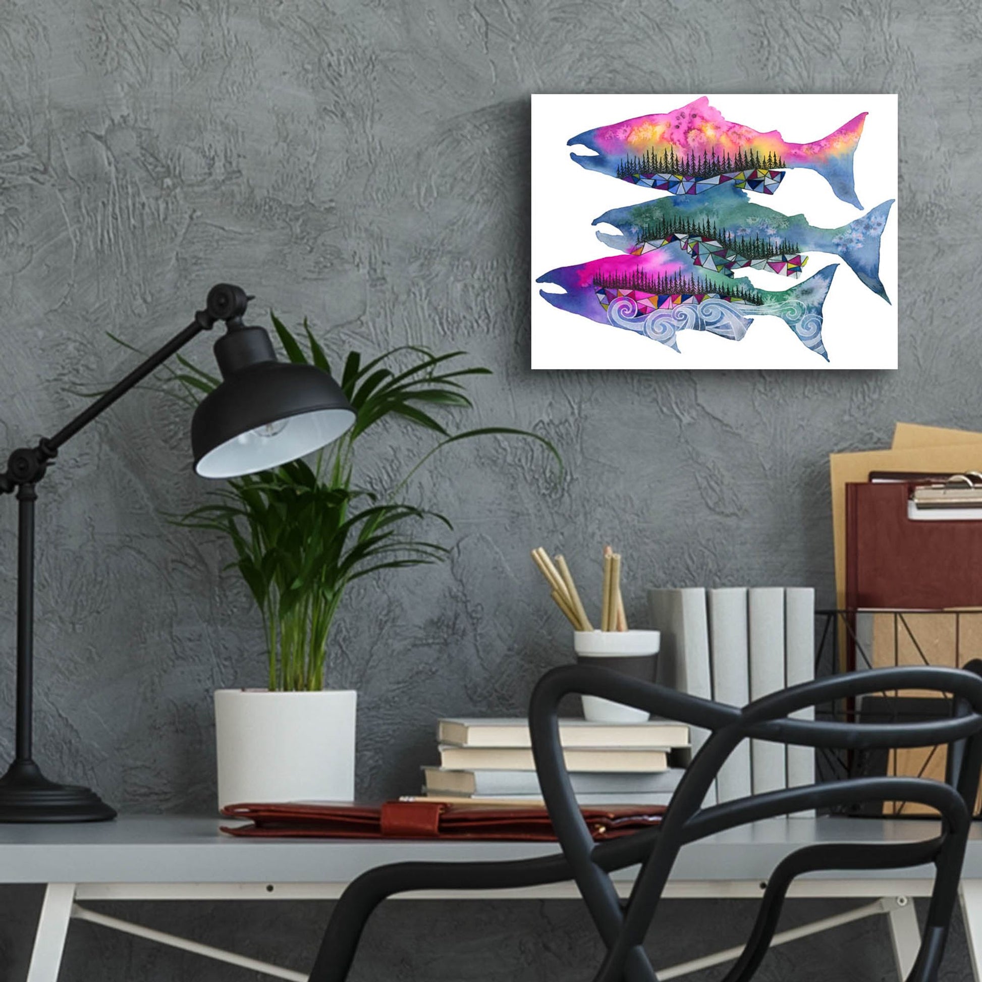 Epic Art ' Salmon Season' by Jeannine Saylor, Acrylic Glass Wall Art,16x12