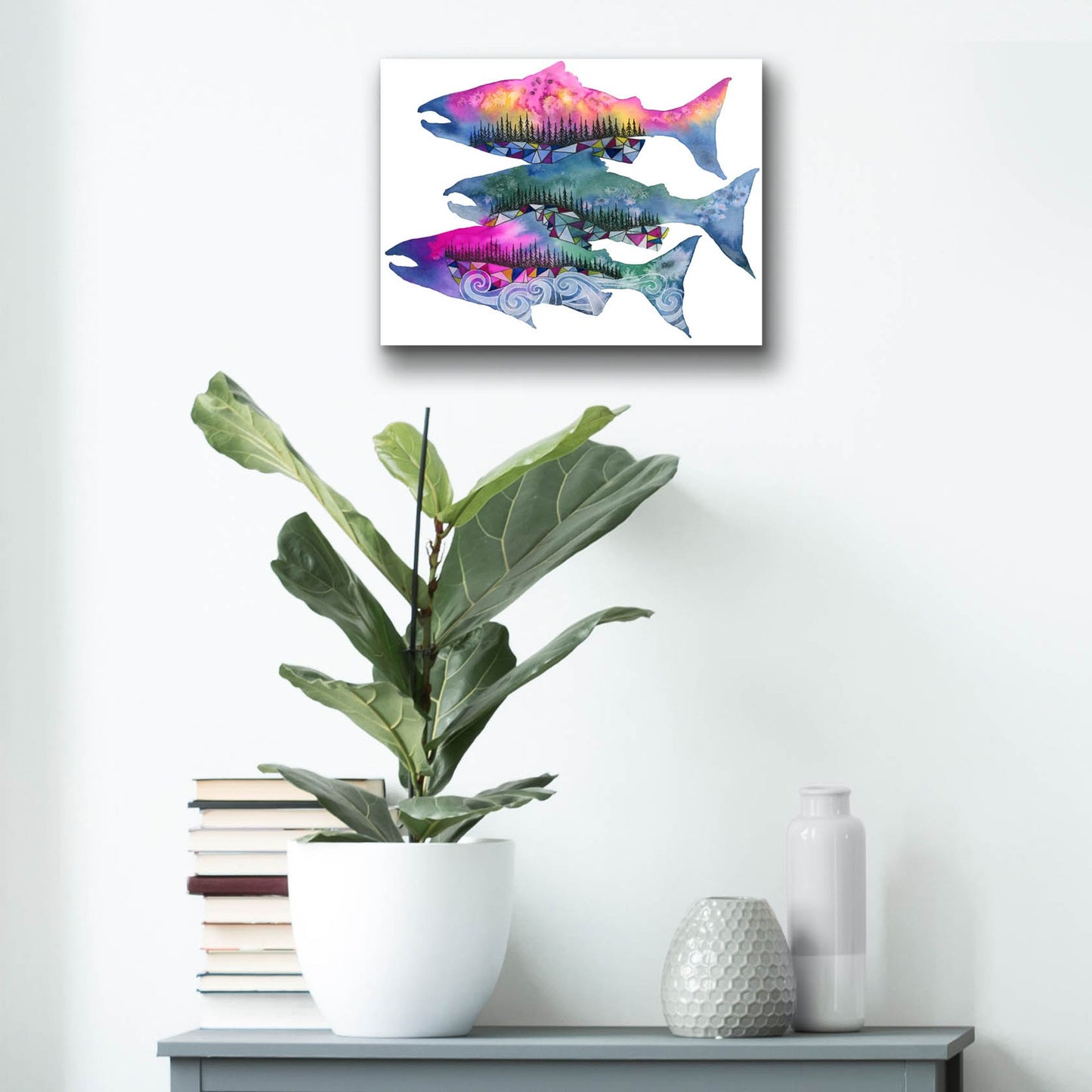 Epic Art ' Salmon Season' by Jeannine Saylor, Acrylic Glass Wall Art,16x12