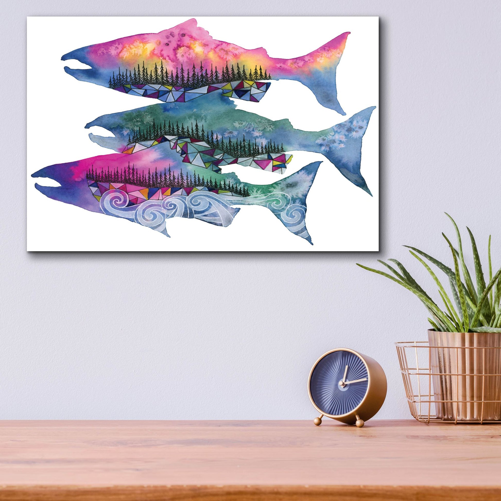 Epic Art ' Salmon Season' by Jeannine Saylor, Acrylic Glass Wall Art,16x12