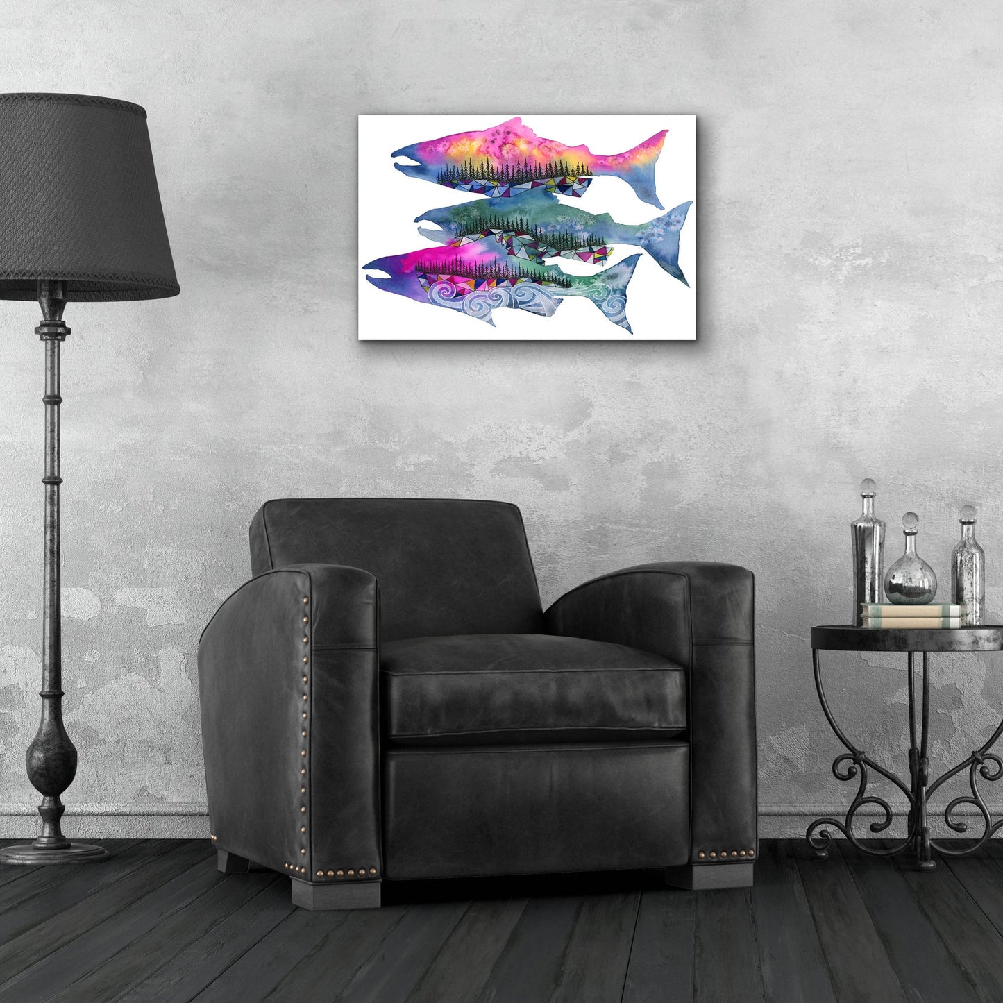 Epic Art ' Salmon Season' by Jeannine Saylor, Acrylic Glass Wall Art,24x16