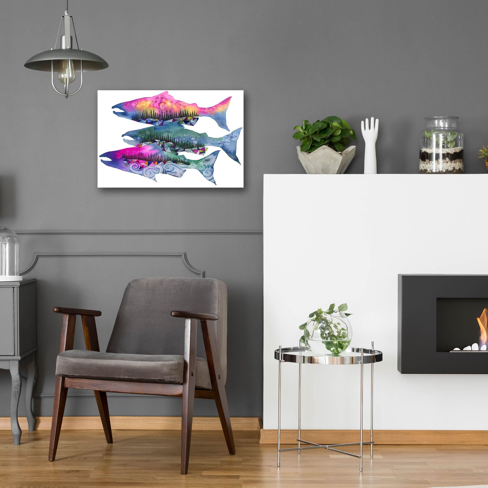 Epic Art ' Salmon Season' by Jeannine Saylor, Acrylic Glass Wall Art,24x16