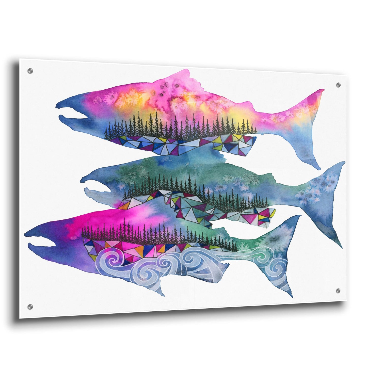 Epic Art ' Salmon Season' by Jeannine Saylor, Acrylic Glass Wall Art,36x24