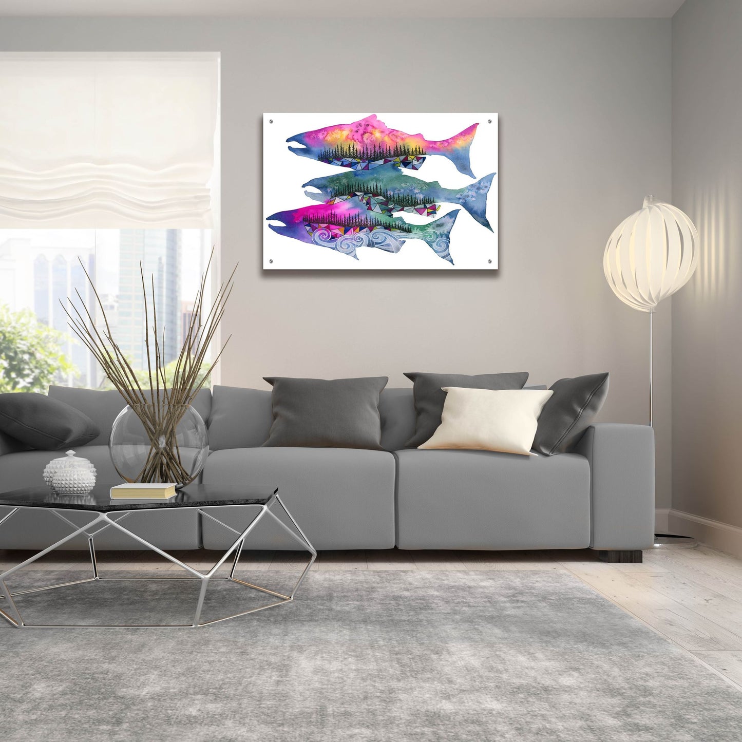 Epic Art ' Salmon Season' by Jeannine Saylor, Acrylic Glass Wall Art,36x24