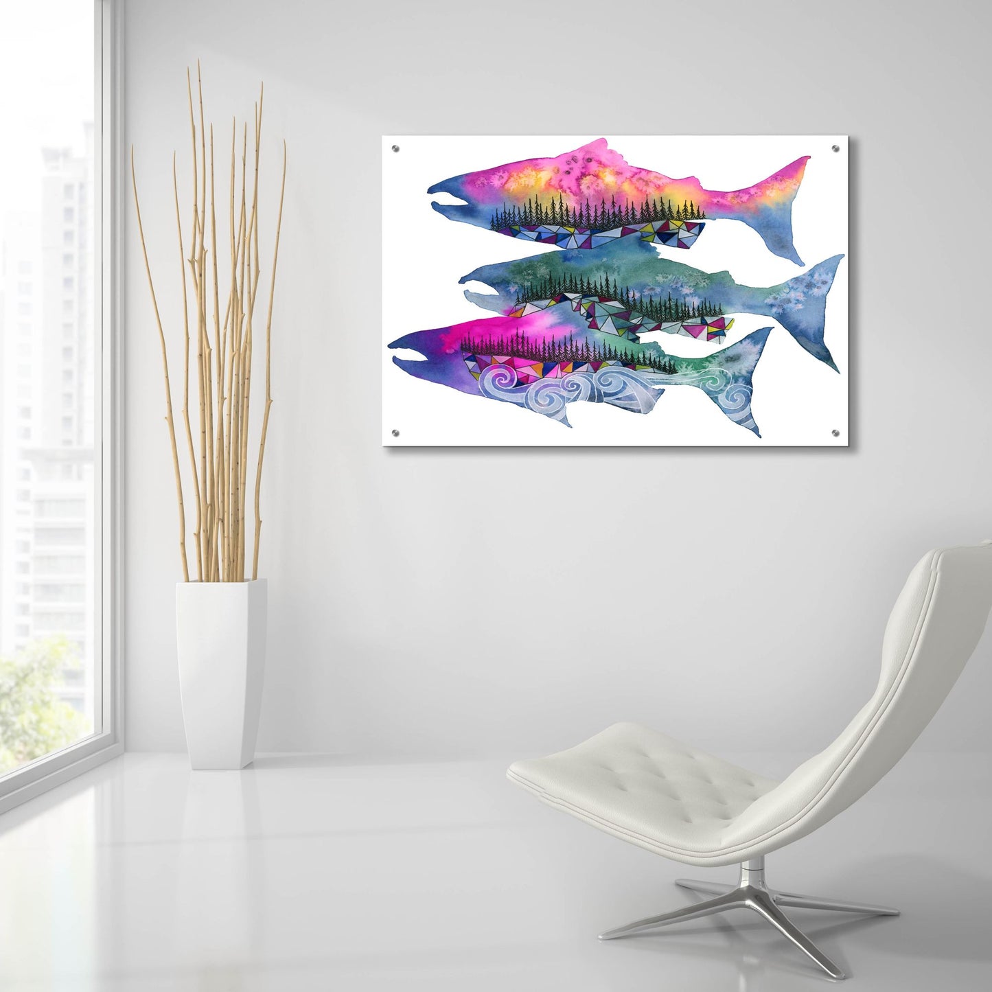 Epic Art ' Salmon Season' by Jeannine Saylor, Acrylic Glass Wall Art,36x24