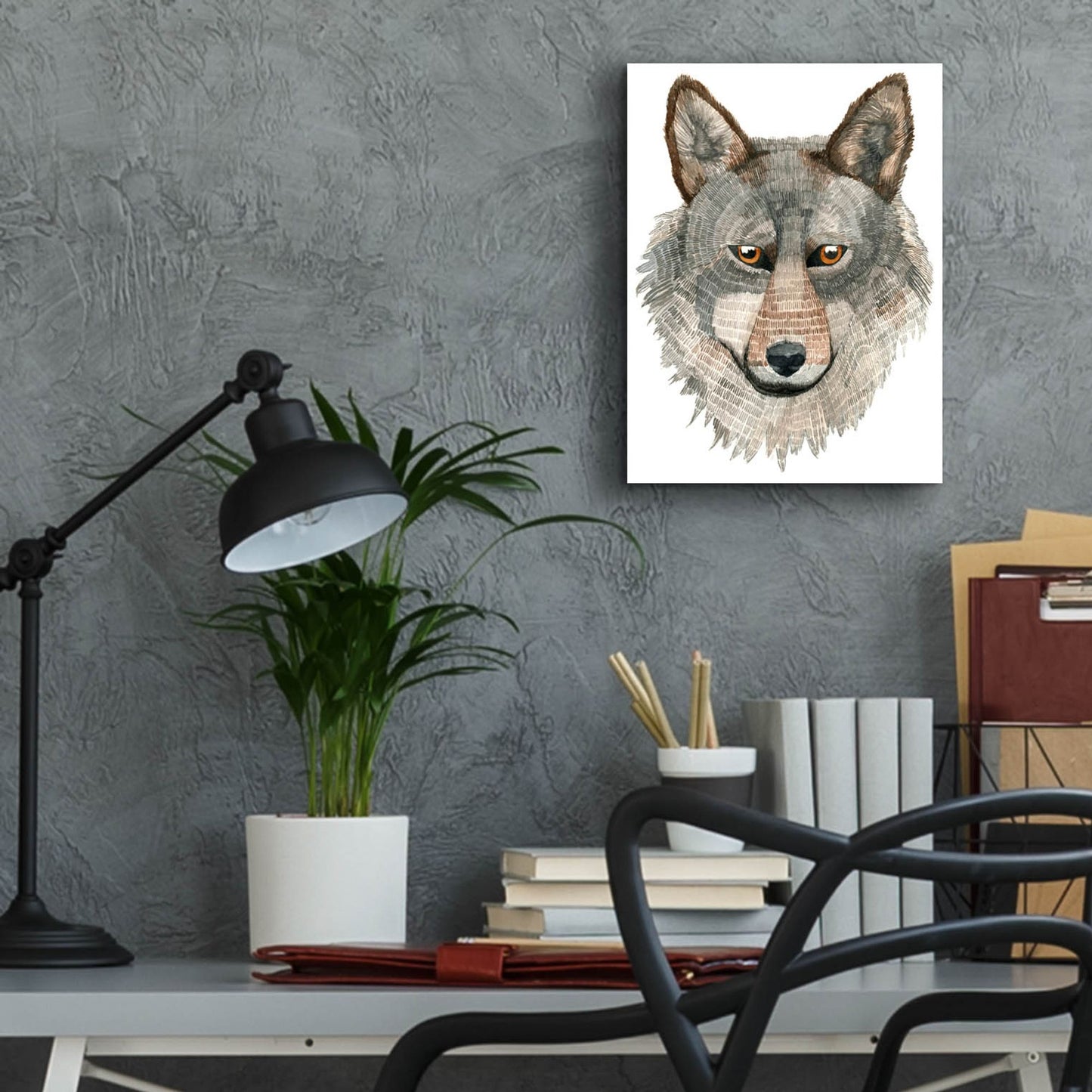 Epic Art ' Wolf' by Jeannine Saylor, Acrylic Glass Wall Art,12x16