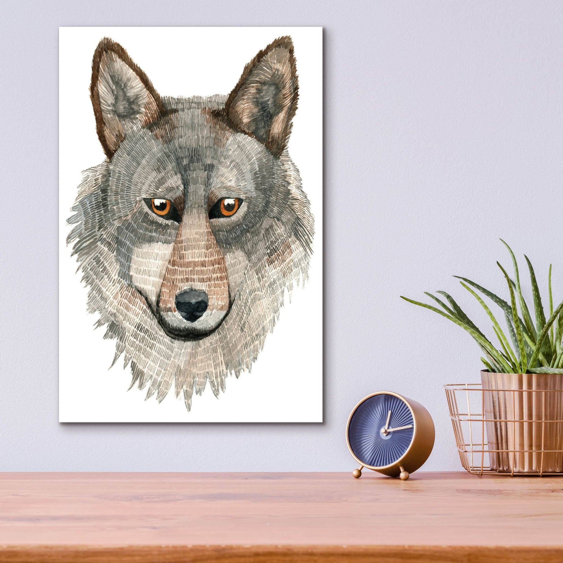 Epic Art ' Wolf' by Jeannine Saylor, Acrylic Glass Wall Art,12x16