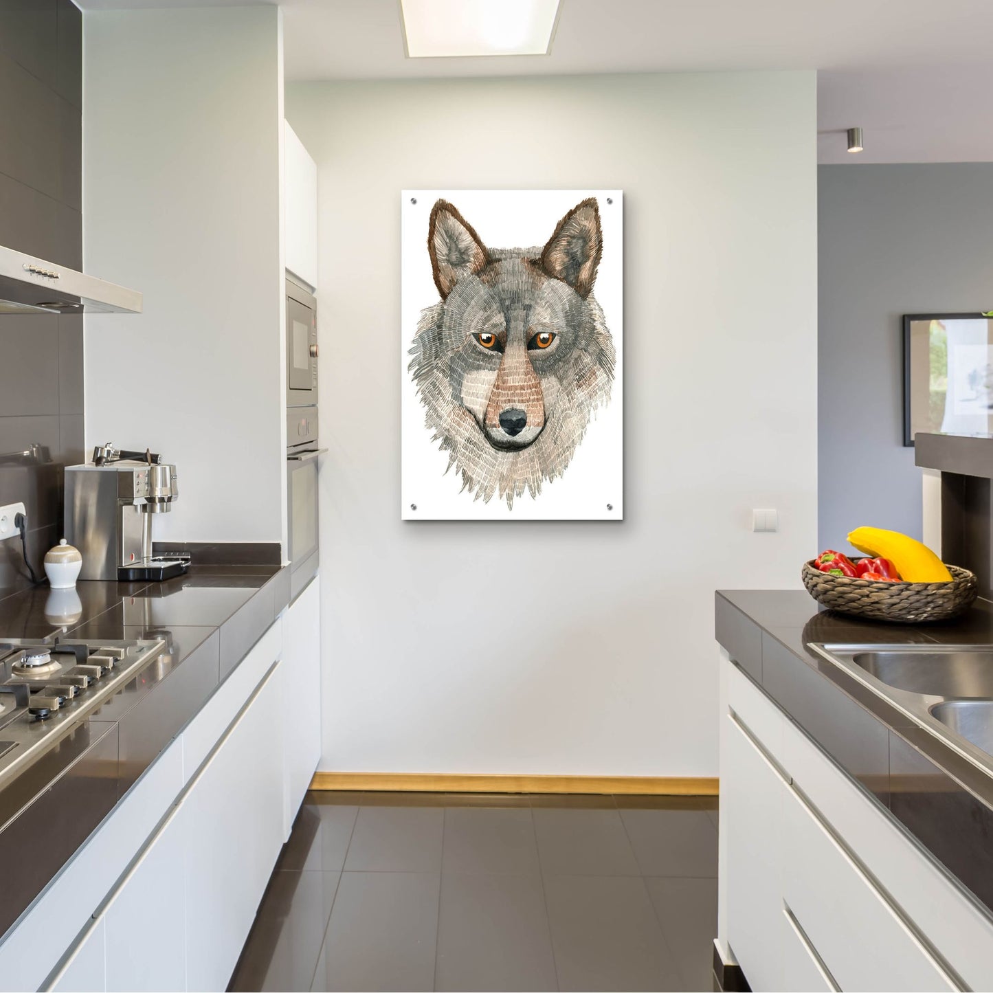 Epic Art ' Wolf' by Jeannine Saylor, Acrylic Glass Wall Art,24x36