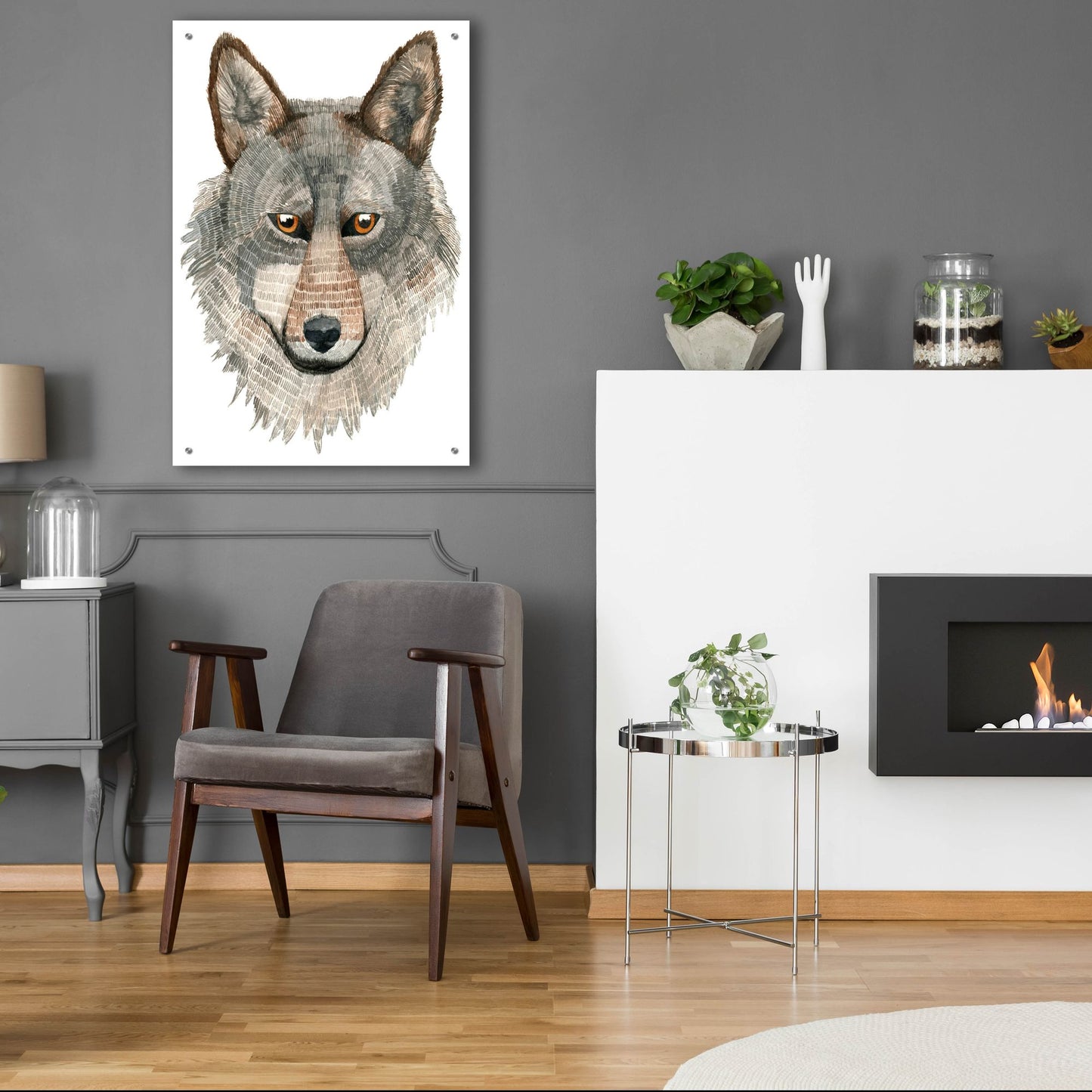 Epic Art ' Wolf' by Jeannine Saylor, Acrylic Glass Wall Art,24x36