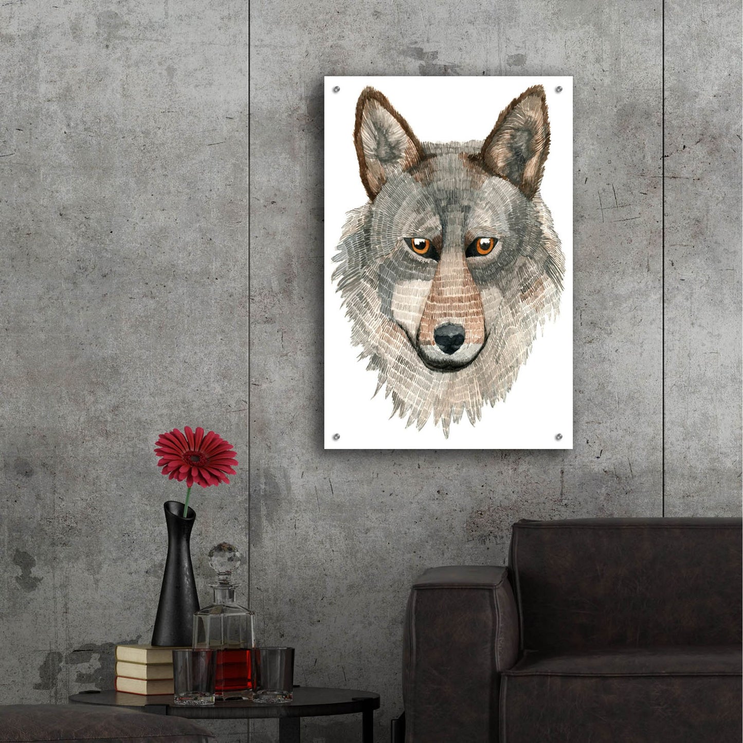 Epic Art ' Wolf' by Jeannine Saylor, Acrylic Glass Wall Art,24x36