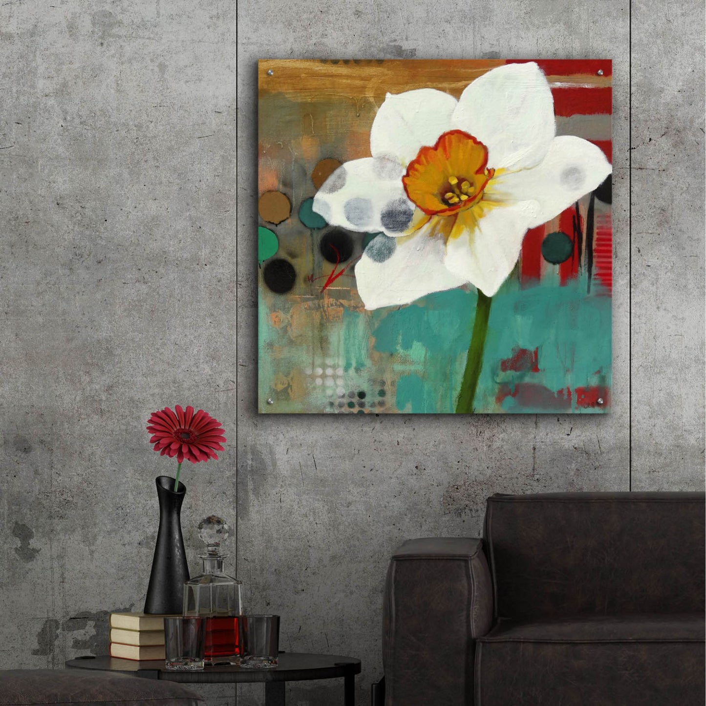 Epic Art ' Daffodil Mannerisms' by Jennifer Rasmusson, Acrylic Glass Wall Art,36x36