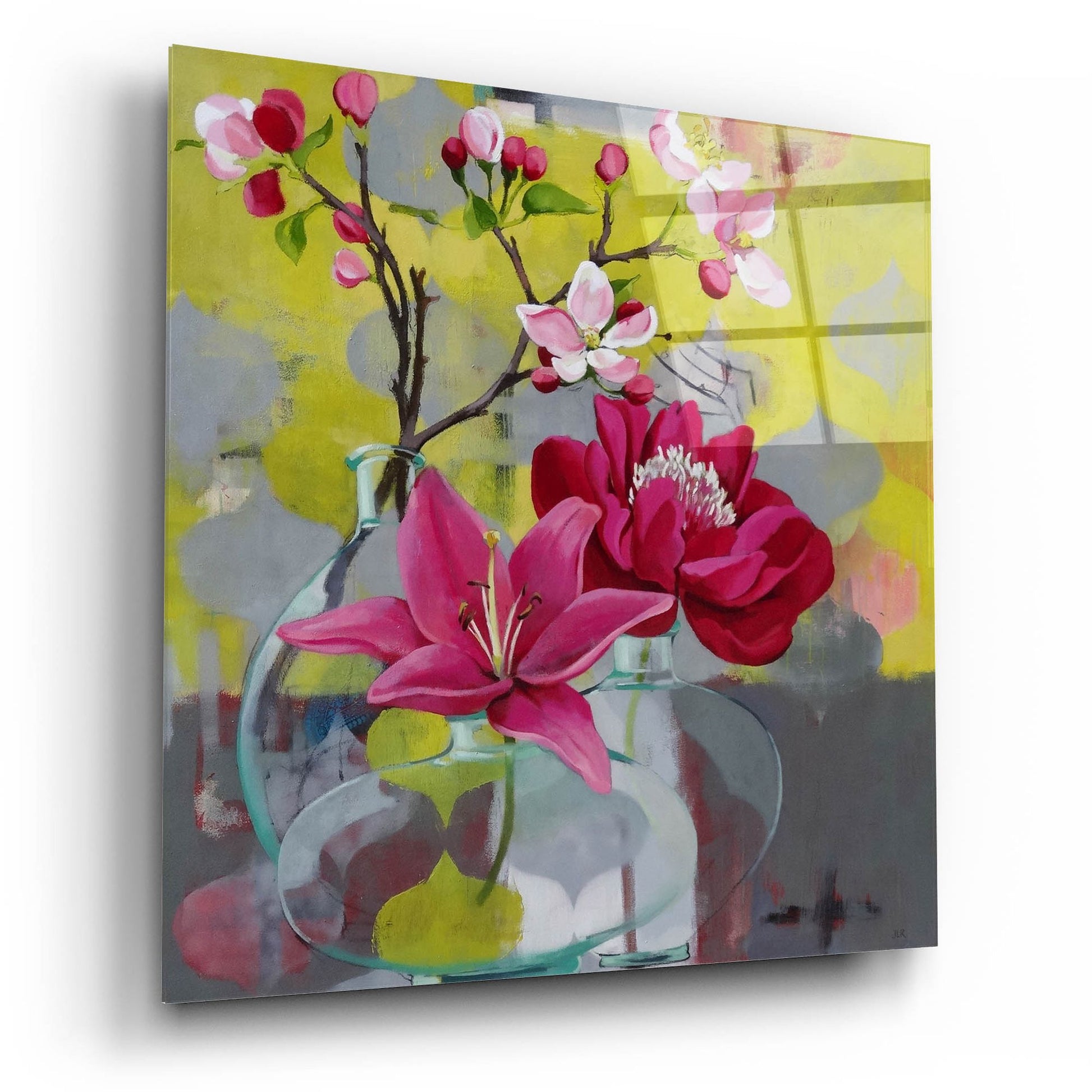 Epic Art ' Apple Blossom Trio' by Jennifer Rasmusson, Acrylic Glass Wall Art,12x12