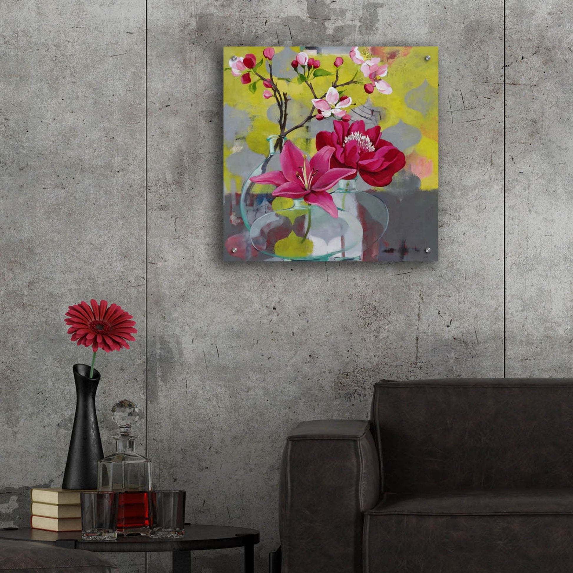 Epic Art ' Apple Blossom Trio' by Jennifer Rasmusson, Acrylic Glass Wall Art,24x24