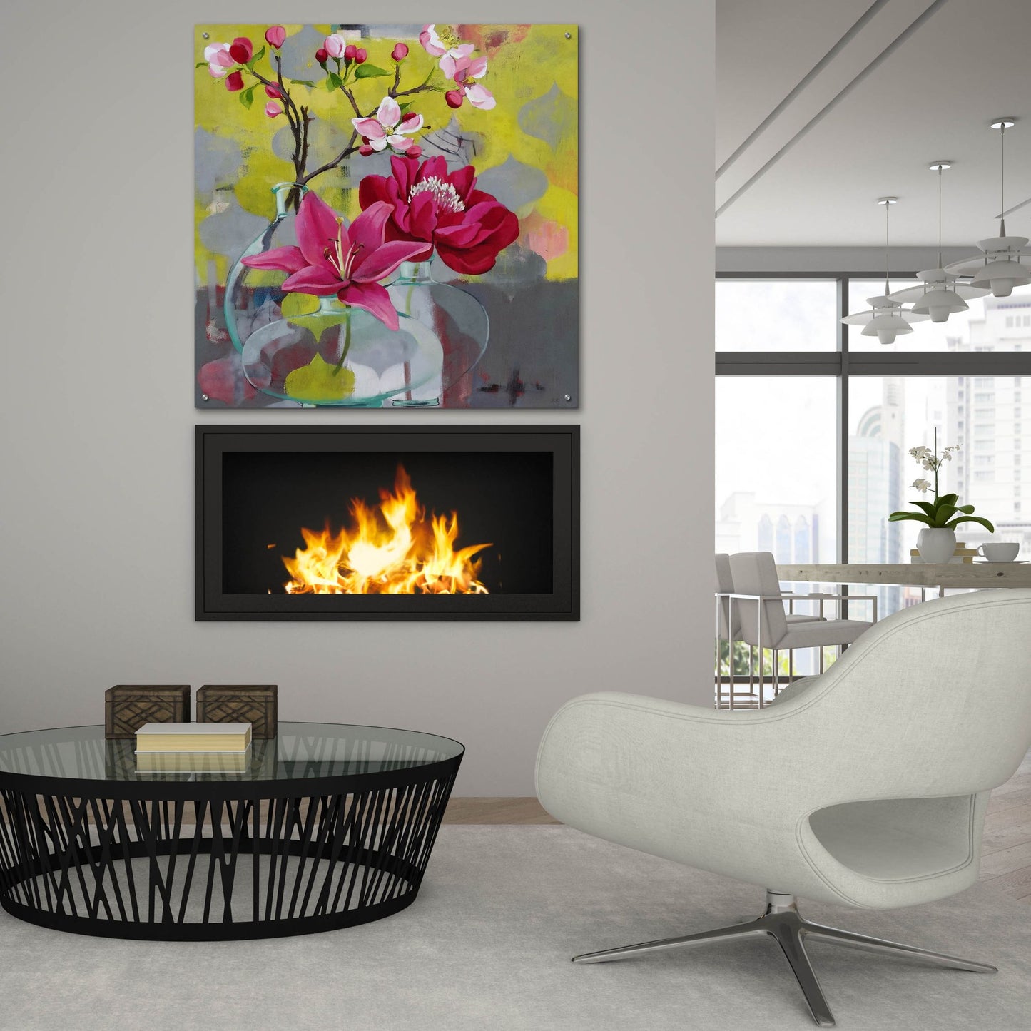 Epic Art ' Apple Blossom Trio' by Jennifer Rasmusson, Acrylic Glass Wall Art,36x36