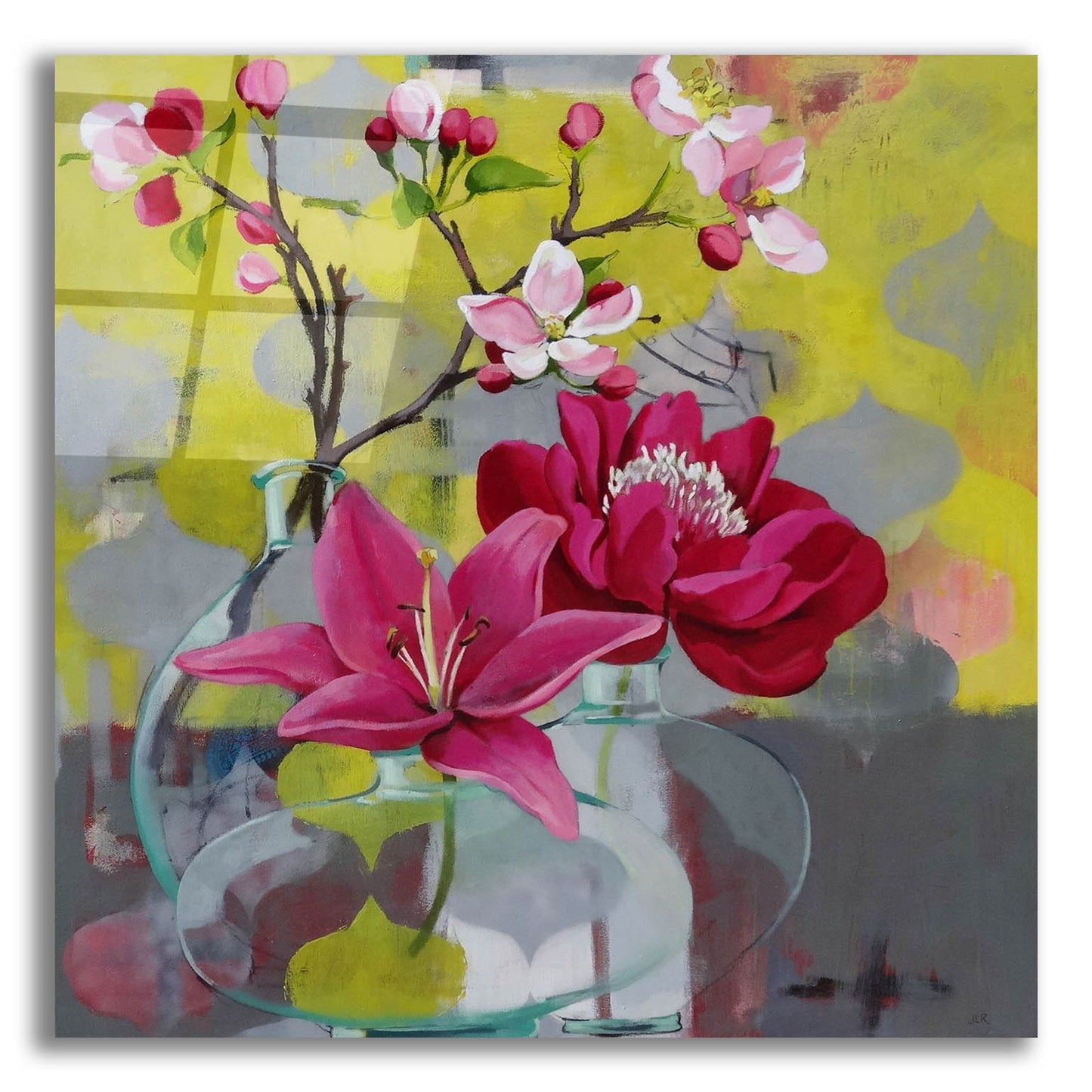 Epic Art ' Apple Blossom Trio' by Jennifer Rasmusson, Acrylic Glass Wall Art