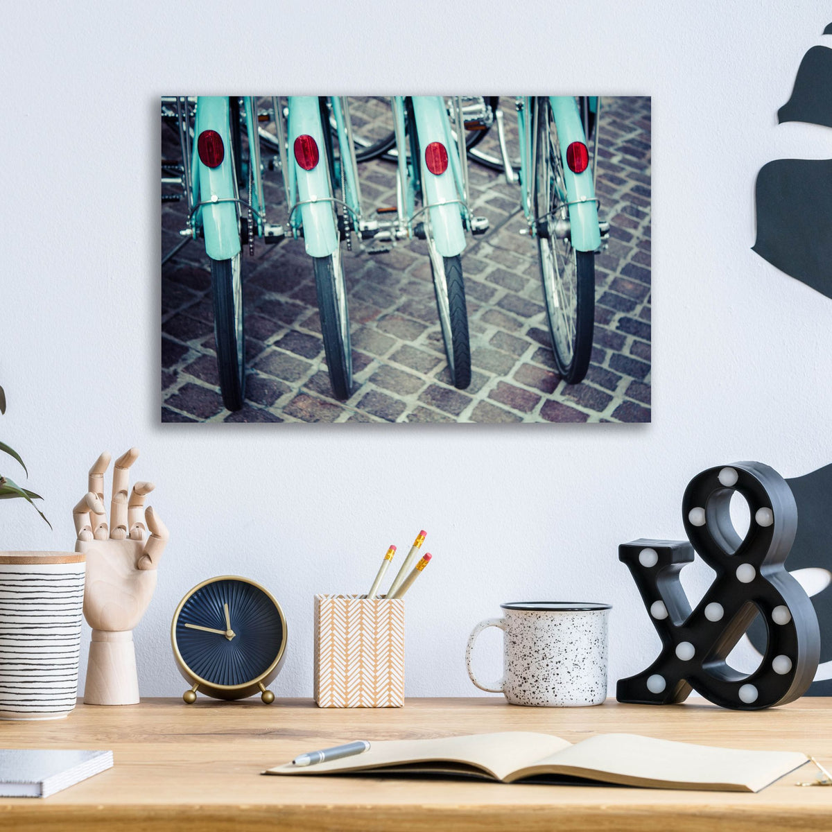 Epic Art ' Bicycle Line Up 1' by Jessica Reiss, Acrylic Glass Wall Art,16x12